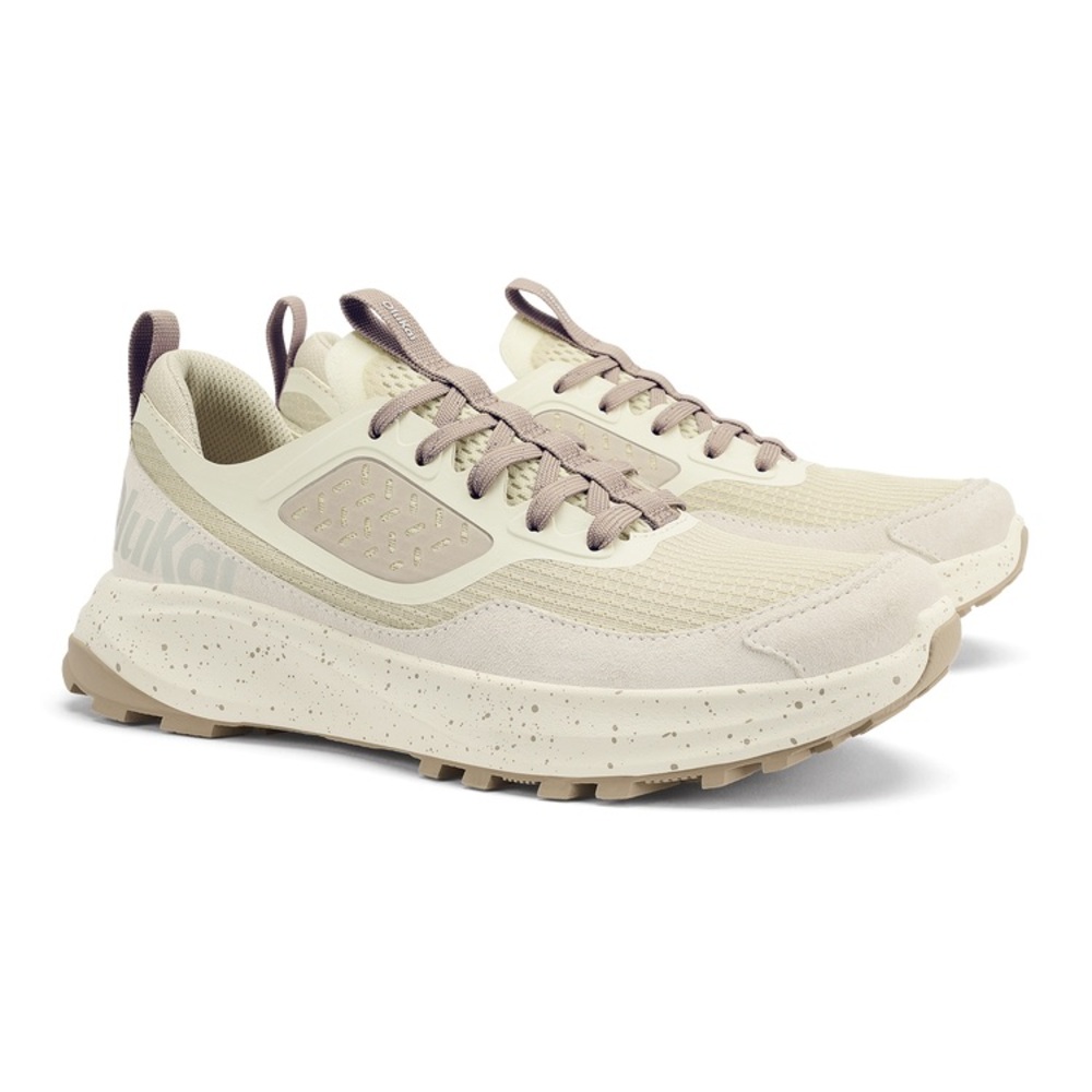 OluKai Women's Trail Sneakers in Cream and Taupe